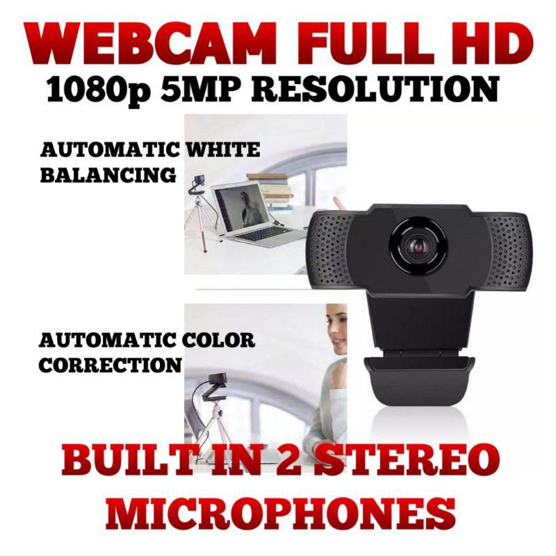 WEBCAM FULL HD 1080p 5MP With Mic ( Pengganti Logitech C170, C270, C310, C525, B525, C922, C925e )