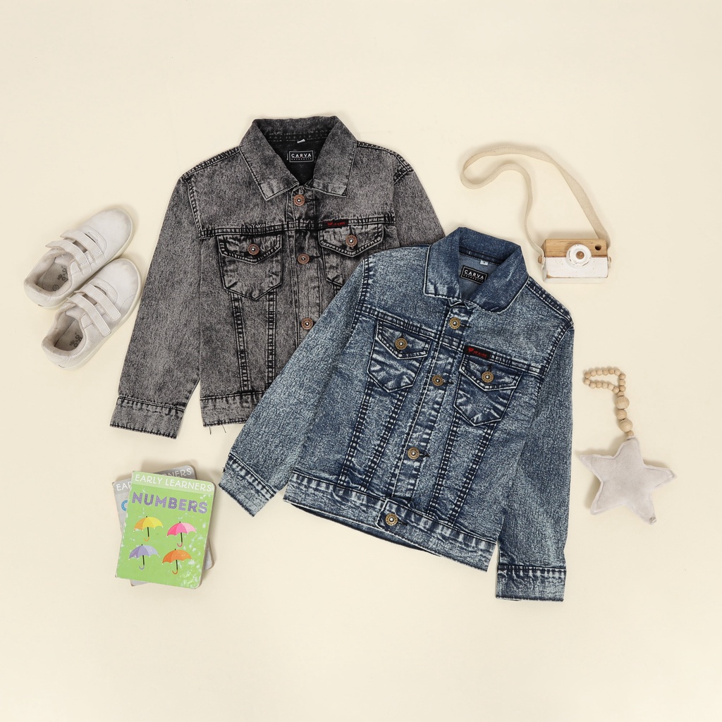 Jaket anak laki laki perempuan jaket jeans denim anak sendwash black cewe cowo jaket bayi jeans original realpict