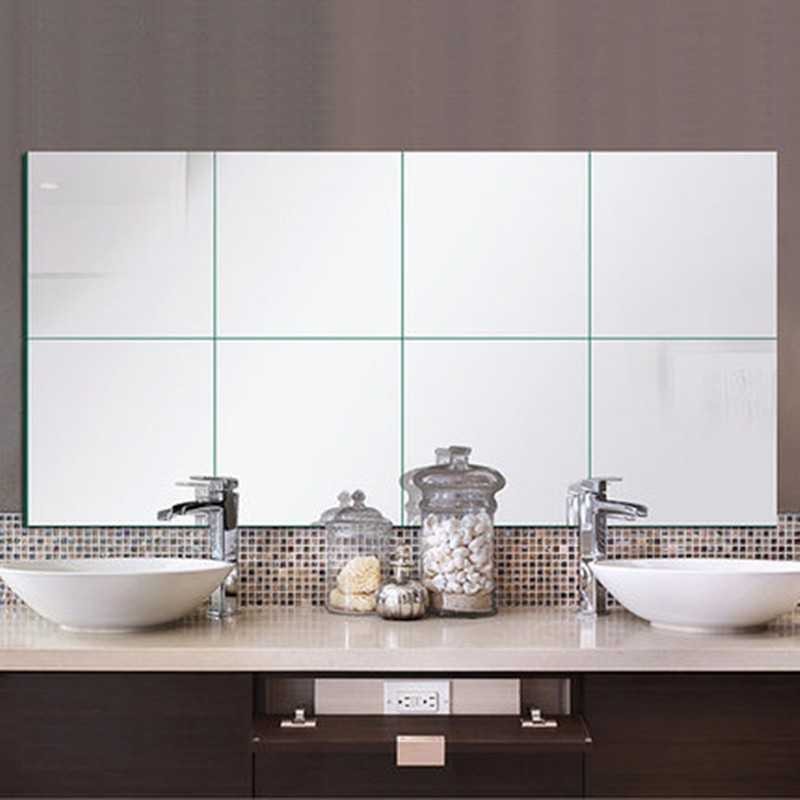 Terbaru ! Fender Wall Sticker Dekorasi Dinding 3D Model Square Mirror 9PCS Q353
