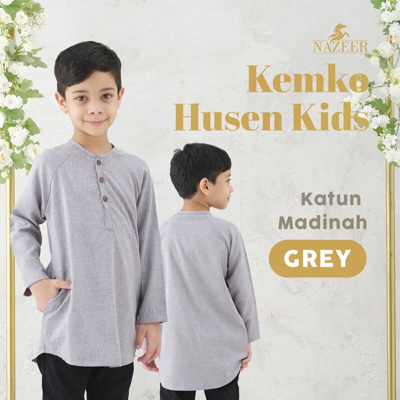 NAZEER Baju Muslim Koko Kurta Basic Anak Cowok Lengan Panjang HUSEN KIDS