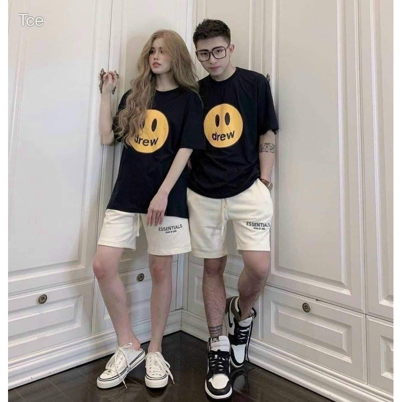 MYSTIQUE.ID-BAJU KAOS COUPLE EMOJI SMILE DREW T-SHIRT LUCU DAN AESTHETIC