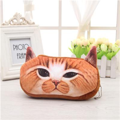 

cream curious cat kucing tempat pensil bulu halus / pencil case pouch