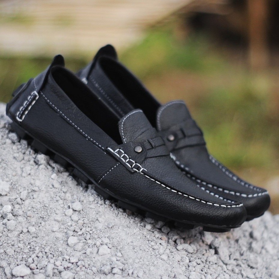 ENOZ X CLASICO - Sepatu Slip On Casual Santai formal Pria Sipatu Pantofel Rajut kulit sapi asli Slop Kasual Sepatu Pansus Street Style Korea BTS Selop Cowo Keren Trendy