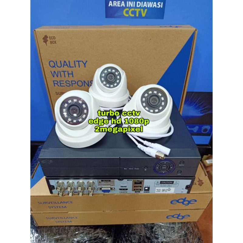 PAKET CCTV 4 CH  3 KAMERA 2MP INDOOR / OUTDOOR CCTV FULL HD 1080P