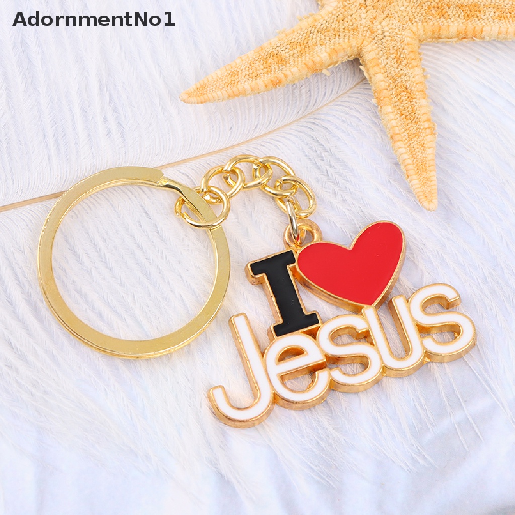 (AdornmentNo1) 1pc Gantungan Kunci Mobil Motif Tulisan I Love Jesus