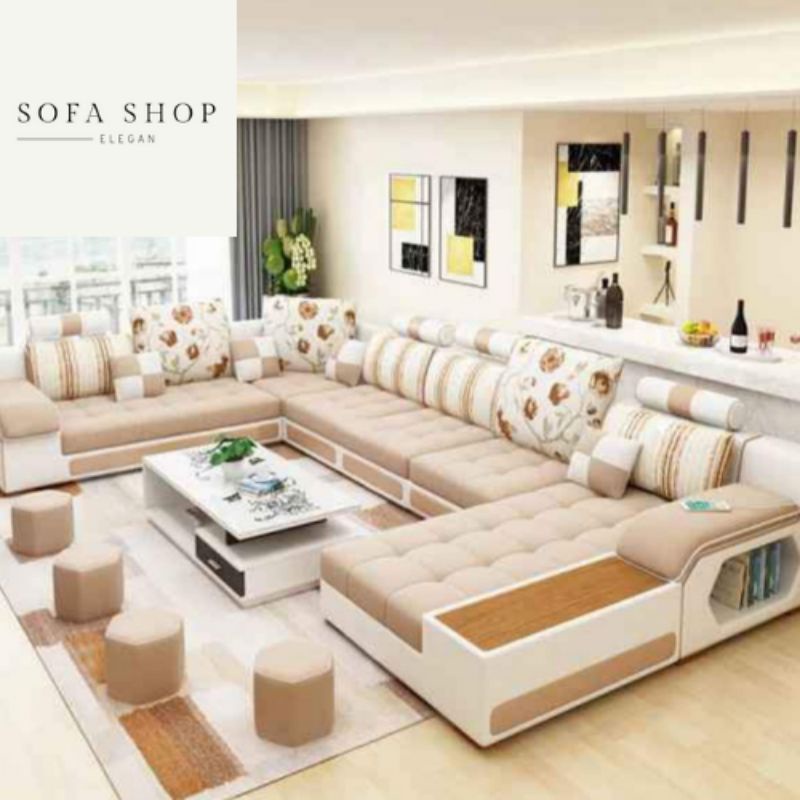SOFA LETTER (U) / KURSI RUANG TAMU MINIMALLIS CREAM