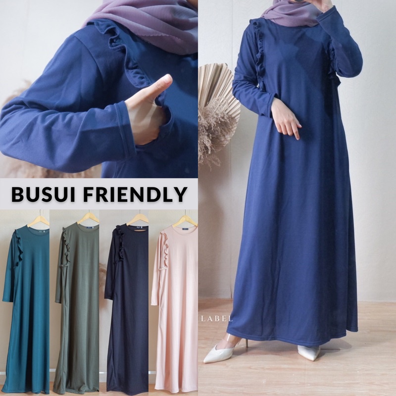 Dress Gamis Menyusui Bukaan Samping Bahan Babyterry Premium - BUSUI FRONT RUFFLE