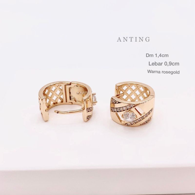 Anting Silver925 Platgold Mata kilau Mirip emas asli Anti Karat anti alergi anting premium berlian kilap 071