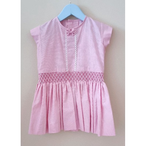Pretty Stitches - Baju Anak, Smocked Dress, Pink Bubblegum Micro-checked, Size 1