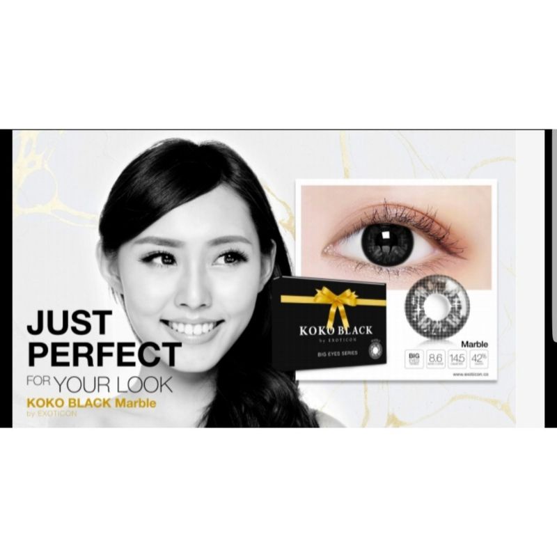 SOFTLENS X2 KOKO BLACK NORMAL &amp; MINUS -0.50 S/D -3.00 FREE LENSCASE DIA 14.5MM STONE GHOTIC MARBLE JETBLACK BY X2 EXOTICON/ SOFTLENS HITAM / Softlen Soflen Soflens