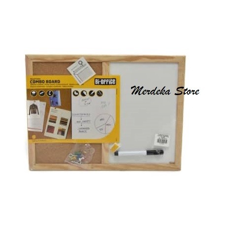

BI-SILQUE CORK PIN BOARD PAPAN TULIS KAYU KOMBINASI WHITE 40X30 CM