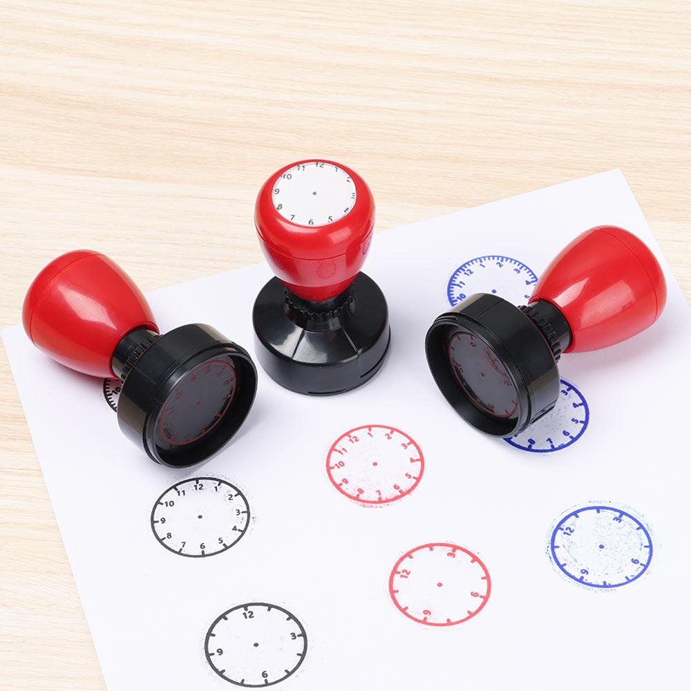 Chookyy 1pc Stempel Jam Perlengkapan Sekolah Alat Bantu Mengajar Mainan Anak Segel Clock Dial