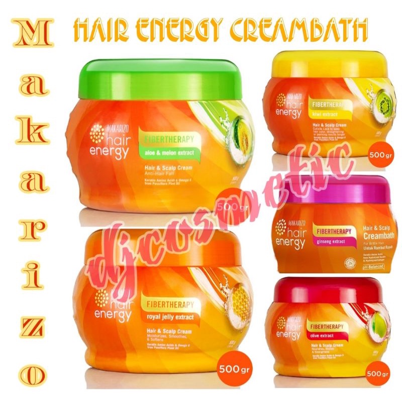 [500ml] Makarizo Hair Energy Creambath Olive | Aloe Melon | Kiwi | Royal Jelly | Ginseng