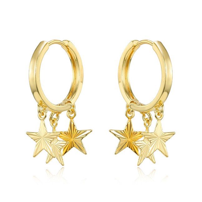 LRC Anting Tusuk Fashion Golden Five-pointed Star Geometric Earrings D46081