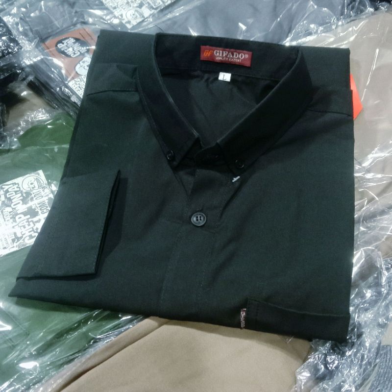 kemeja polos hitam panjang full cotton