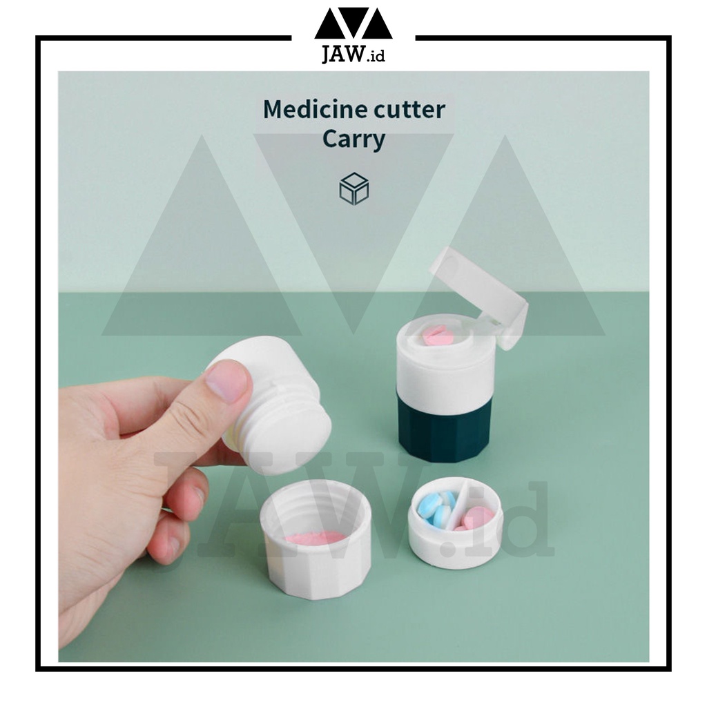 JAW.ID Pemotong Penumbuk Penghancur Obat Organizer 4 in 1 Pill Cutter