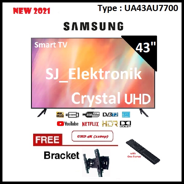 (KHUSUS LUAR KOTA) Free Braket LED TV Samsung 43 Inch UA43AU7700 - 43AU7700 Crystal UHD