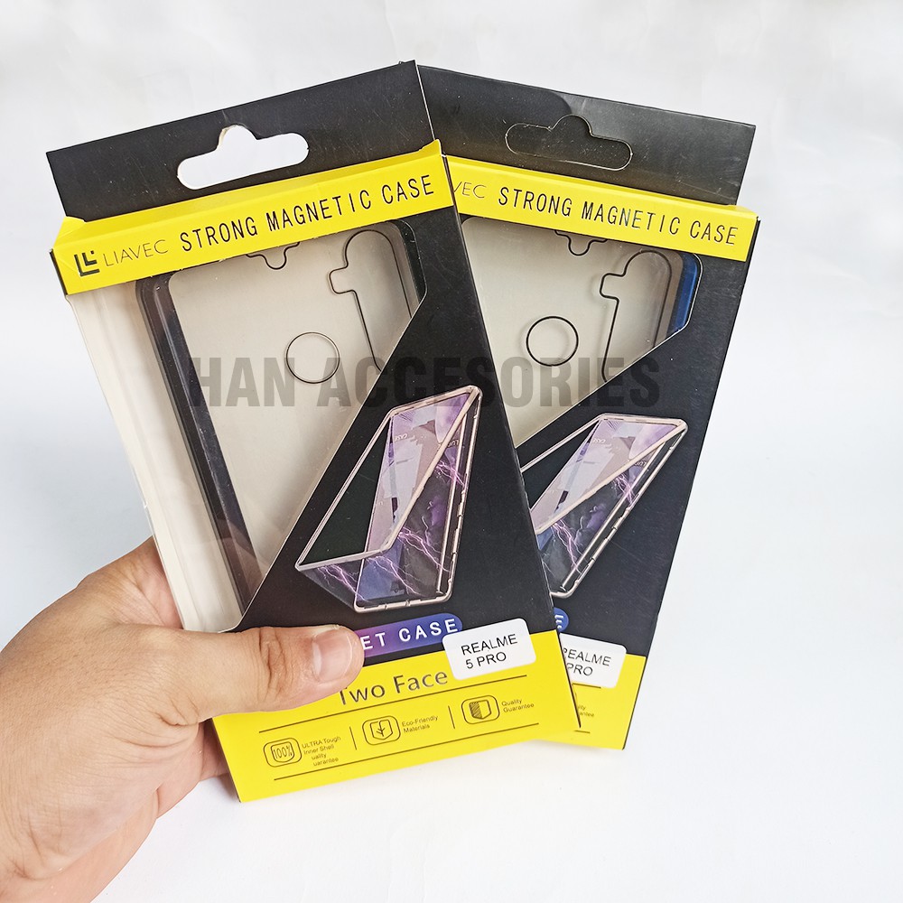 Realme 5/5i Case Magnetic 360 FULL GLASS Depan dan Belakang - Full Protection