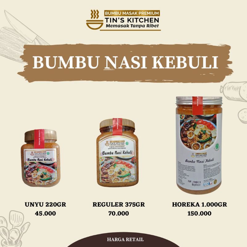 

Bumbu kebuli 375gr/TIN'S KITCHEN/ Bumbu Masak Instant/Bumbu Dapur/ Premium Praktis Enak Sehat Tanpa Pengawet Cita Rasa Resto