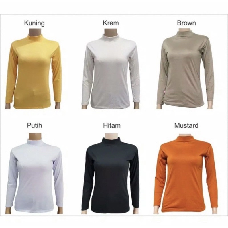 Manset baju / badan /dalaman baju lengan panjang high neck All size fit to L
