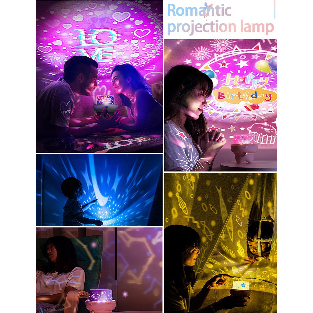 Lampu Tidur Proyektor Bulat Bulan Bintang Star Moon Putar Star Master Ocean Romantic Lamp