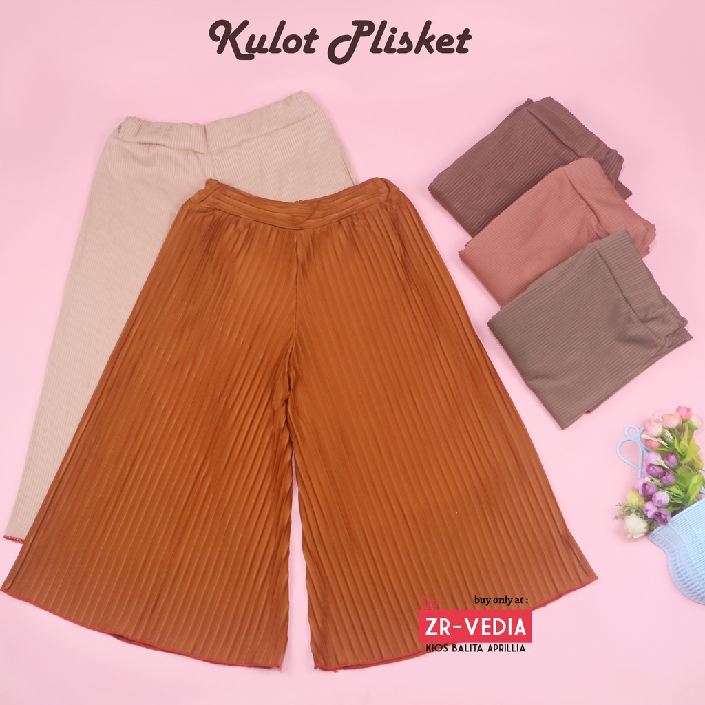 Kulot PLISKET Wanita fit to L / Kulot Polos Panjang 7per8 Cullotes Pants Celana Bawahan Harian Adem