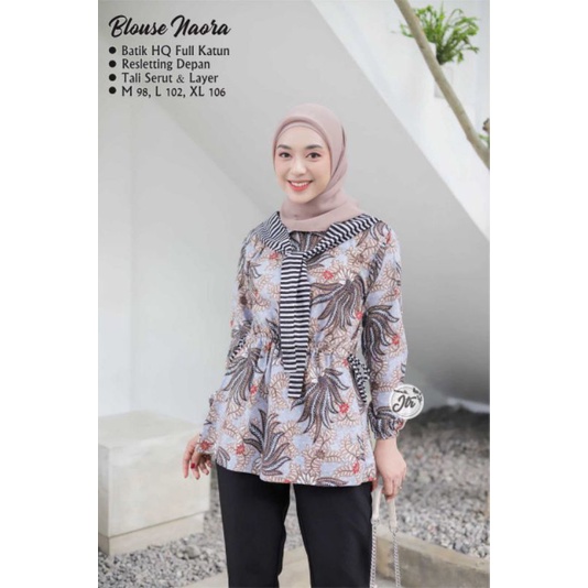 tey-17 Batik wanita ASJ SA HRB026 Kenongo Kemeja Tosca Pendek-Naura abu