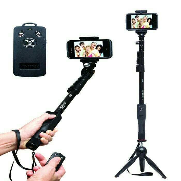 Original Yunteng 1288 Monopod Tongsis Bluetooth with Free Tripod Camera Smartphone