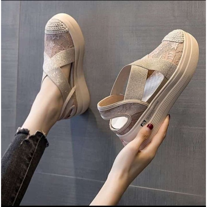 SN1396 - Sepatu Wedges Fashion Wanita Import