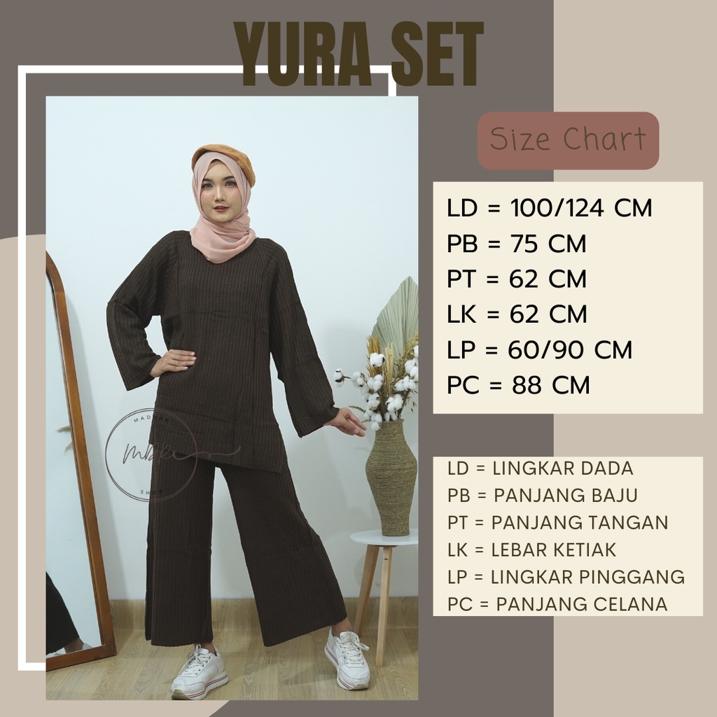 Yura One Set Batwing + Kulot Knit Pants Rajut Setelan 2 in 1 Wanita Muslim Polos Kekinian Bahan Rajut 7 Get Tebal Premium Oversize Set Rajut Wanita Satu Set Korean Style