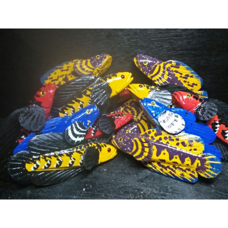 patung penggoda channa mini asli kayu 12 cm
