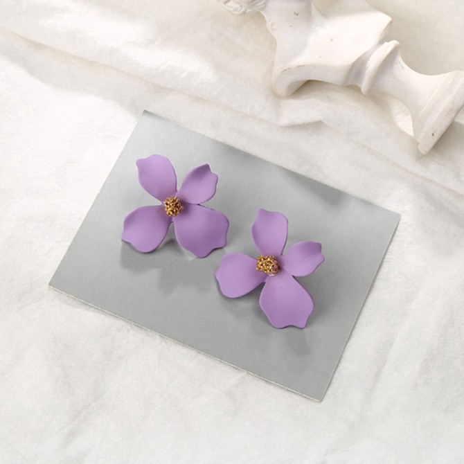 Anting Wanita Korea Motif Bunga/ Korean Flower Shape Earrings-Lilac