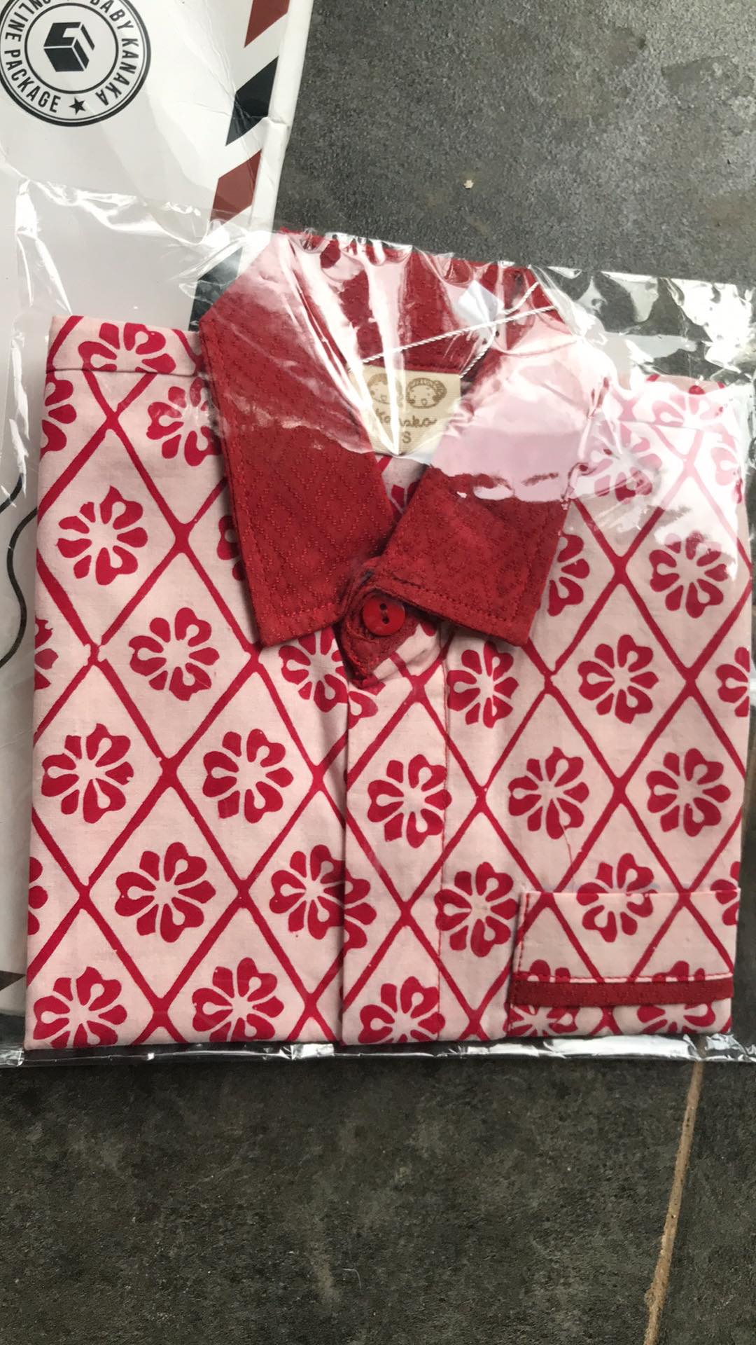 Batik Anak Kemeja Sakura Red