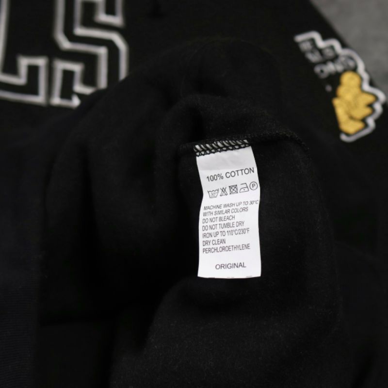 SWEATER HOODIE CHICAGO BULLS FULL BORDIR HITAM AUTHENTIC FULLTAG &amp; LEBEL