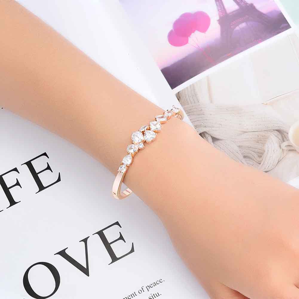 Hu Hu Hu Hu Hu Alat Bantu Pasang Kacamata♡ Gelang Bangle Wanita Hias Cubic Zirconia Untuk Pesta Pernikahan