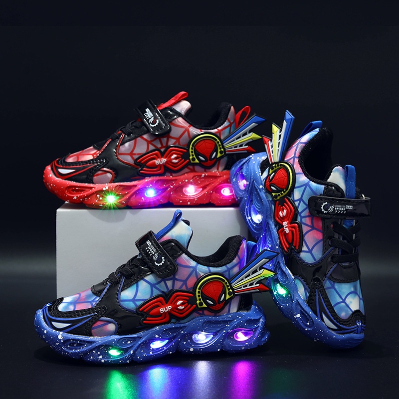 Spiderspy Sepatu With Led Anak Size 21-30 Usia 1-5 Tahun