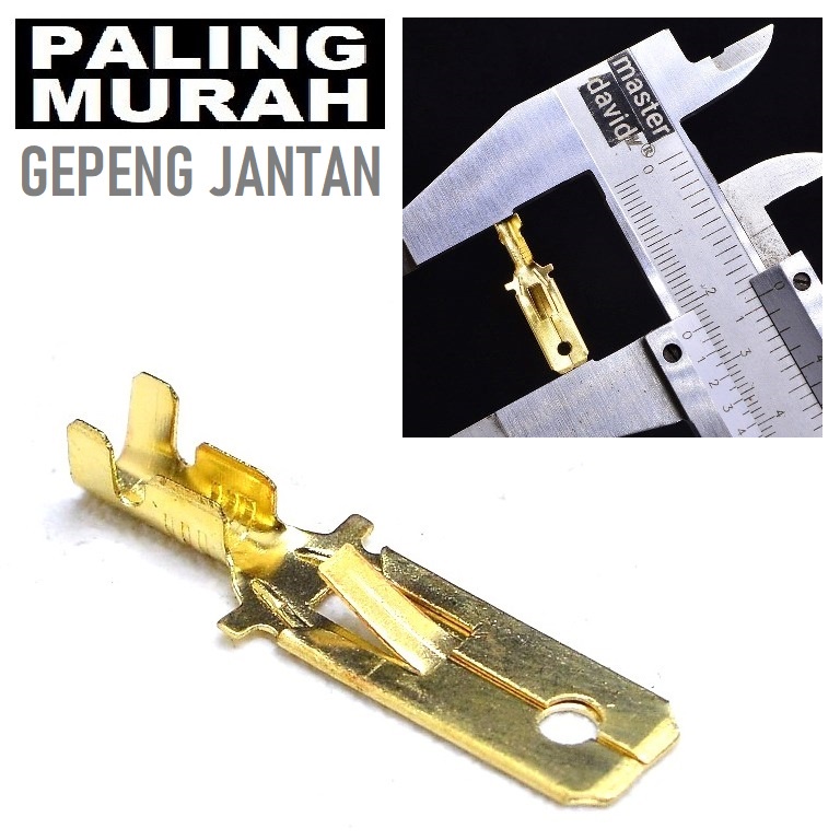 Terminal Gepeng Jantan Skun Aki Scun Klem Kuningan Male Kabel Soket Socket Cewek Jejeran Motor