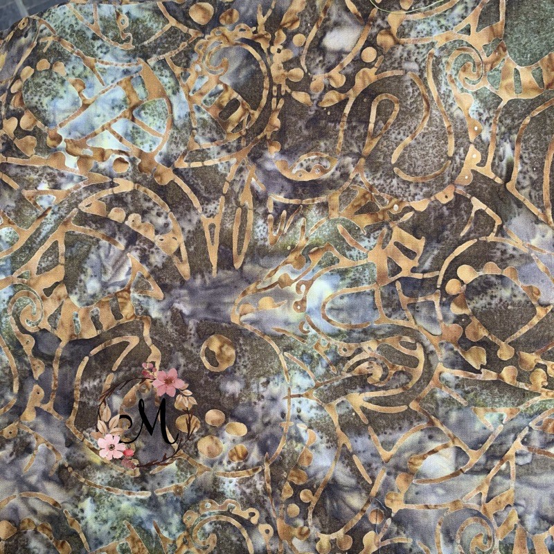 Perca kain katun batik bali - batik smoke - coklat