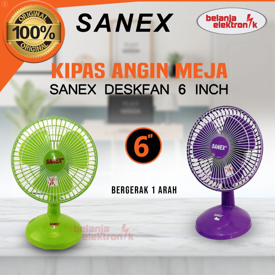 Kipas Angin Meja/ Kipas Angin Duduk/ Desk Fan Sanex 6 inch warna rodoom