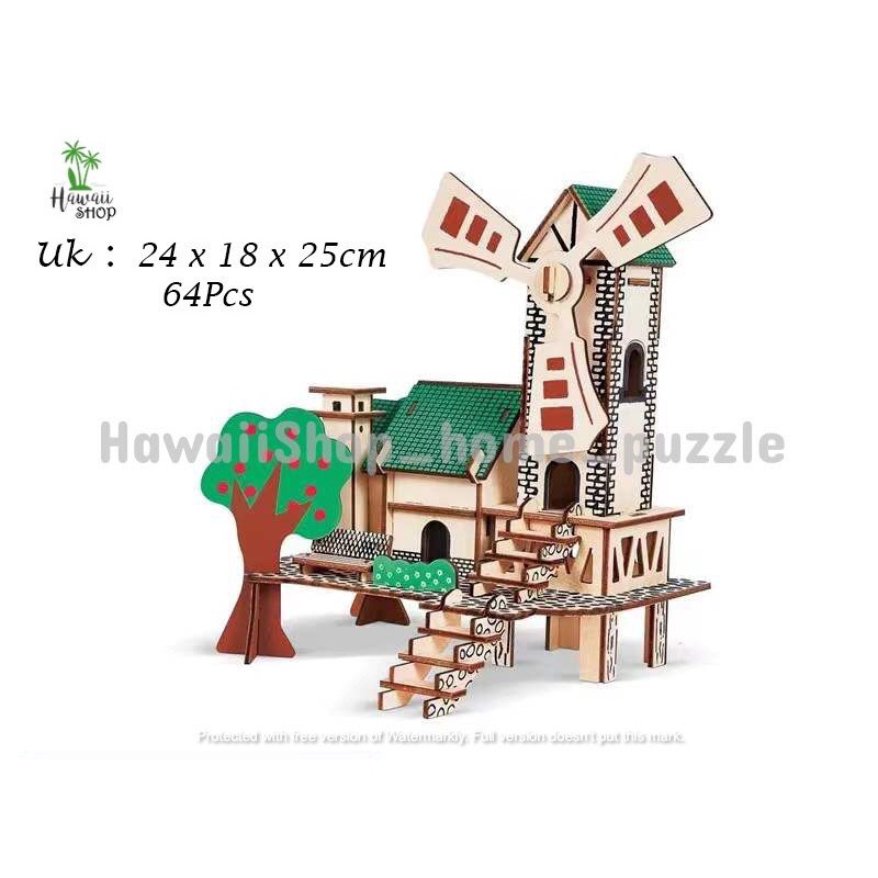 Puzzle 3D DIY bahan kayu mainan puzzle edukasi anak - Green Sunshine House