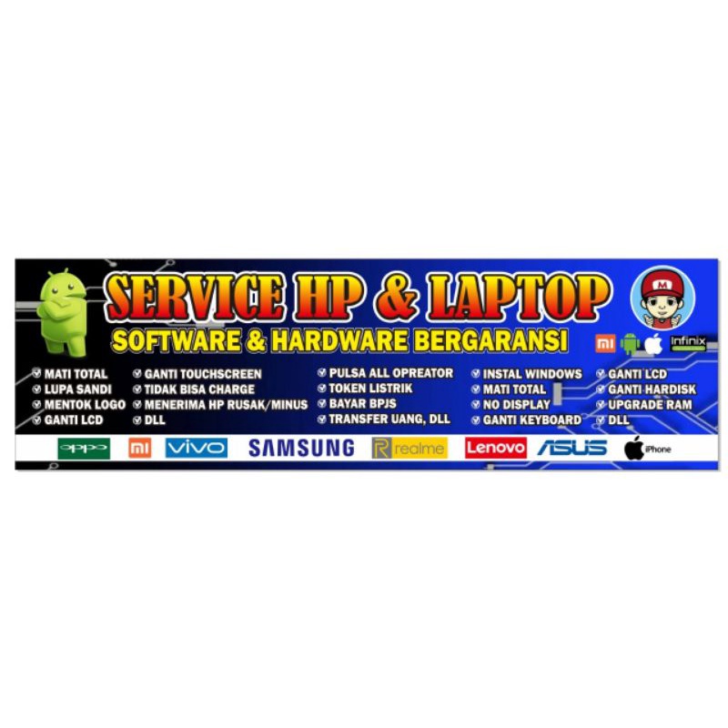 Spanduk Servis HP & Laptop/spanduk konter 200x60