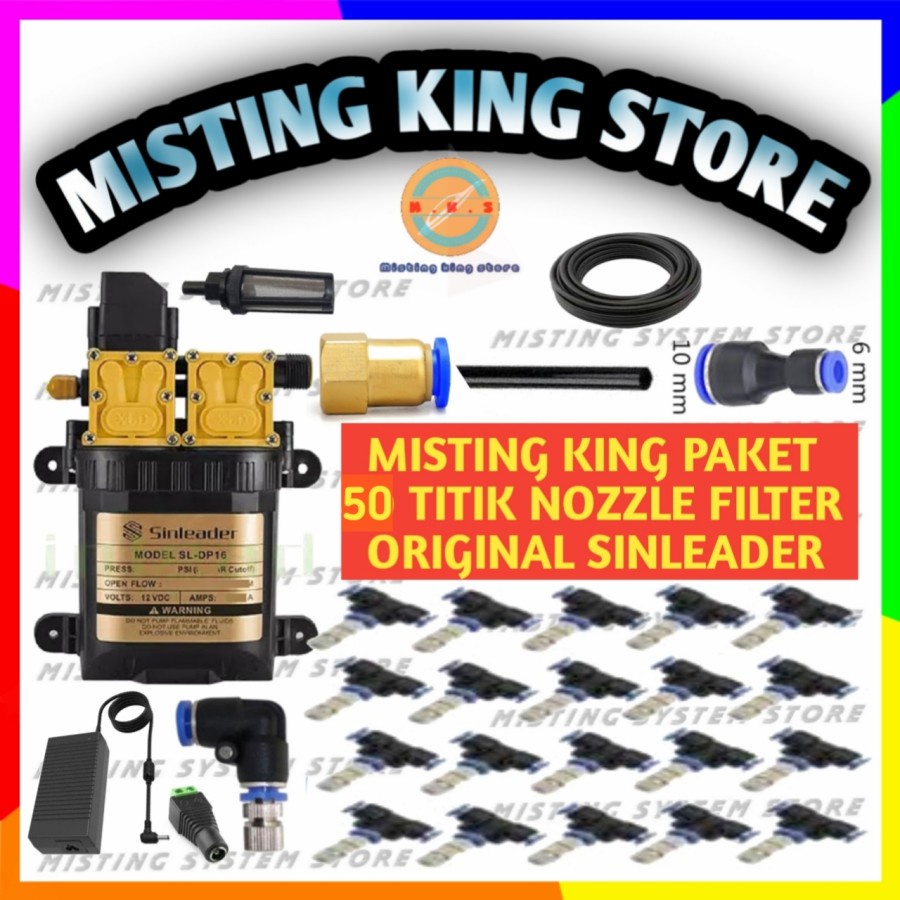 PAKET MISTING 50 TITIK POMPA DC 12V EMBUN KABUT BURUNG WALET SPRINKLER