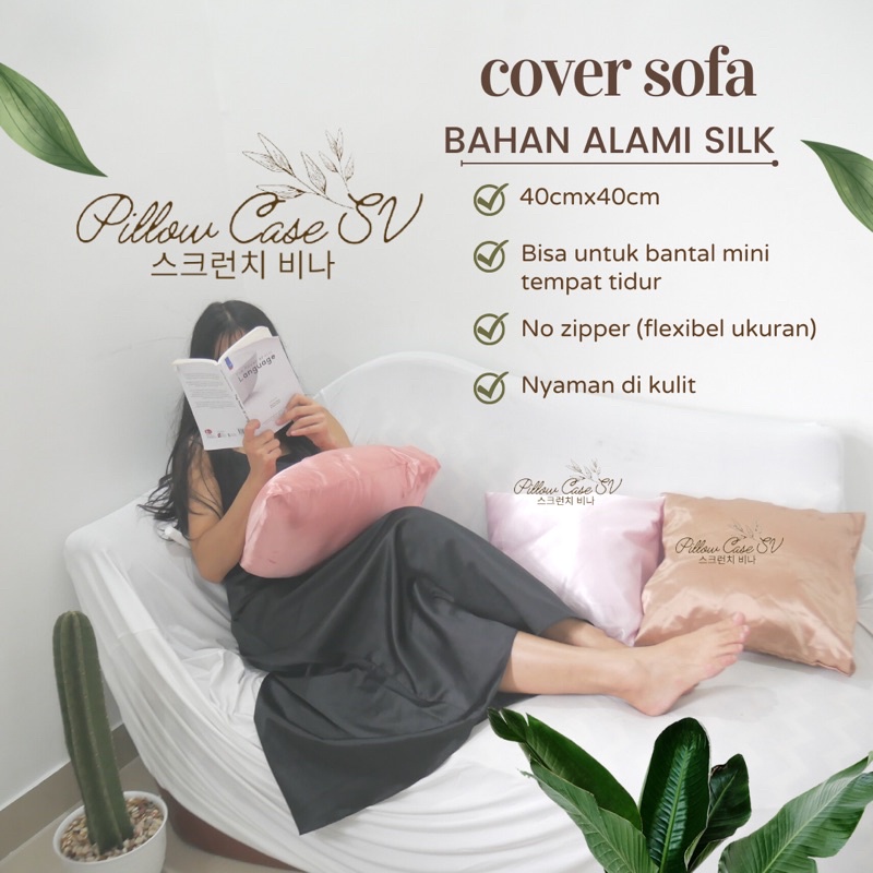 Silk Satin Sarung Bantal Sofa satin silk 40x40 SV  Sarung Bantal Silk Satin Silk Pillow Case Sarung Bantal High quality silk KingKoil Sarung Bantal Aesthetic Satin Pillowcase Premium silkw