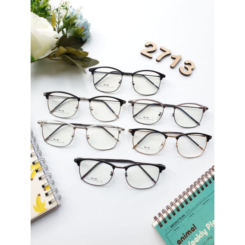 Frame 2713 | frame kacamata kotak besi | paket kacamata minus/plus/cylinder/antiradiasi