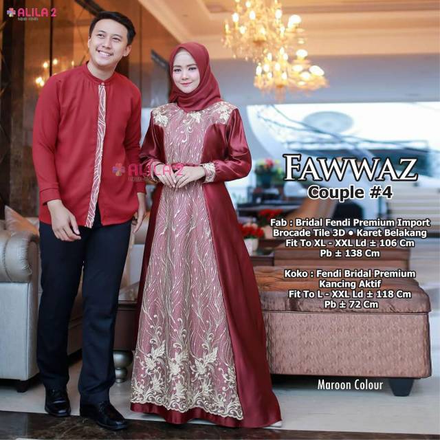 RHS ~ fawwaz couple gamis couple lebaran premium bahan bridal premium ori solo by alila