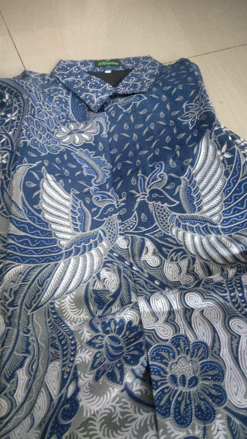 Mahadewa Biru Batik Lengan Panjang Pendek Full Furing Katun Sragenan Hq Size M-xxl Batik Solo Asmara