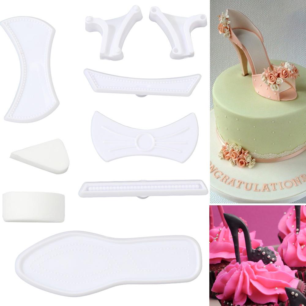 Solighter 9pcs/Set Cetakan Fondant Kue Fashion Sugarcraft Alat Dekorasi Plastik