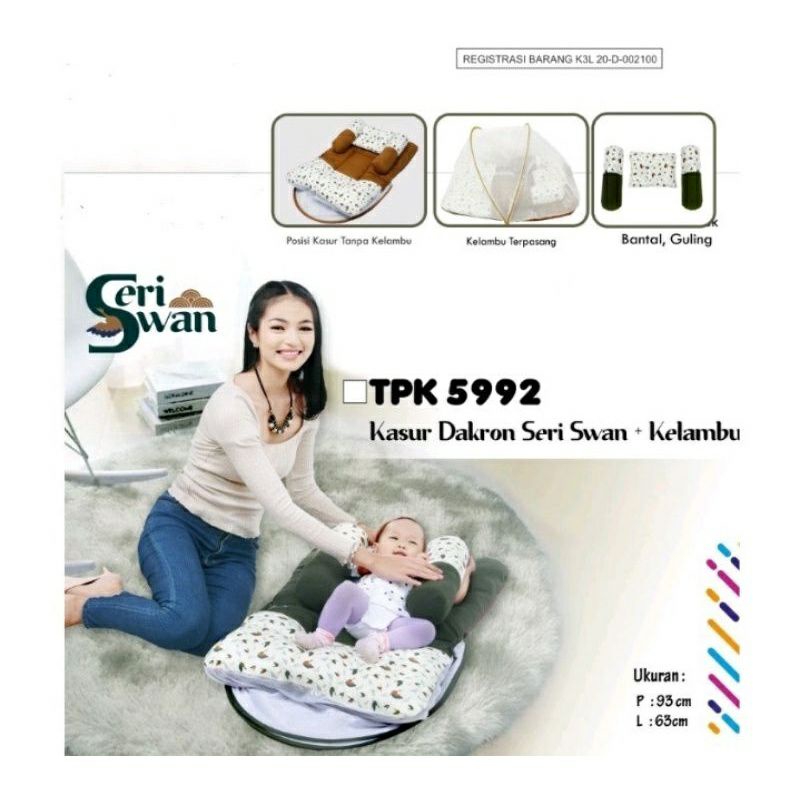 Snobby Kasur Lipat Bayi Dakron + Kelambu Swan Series - TPK 5992