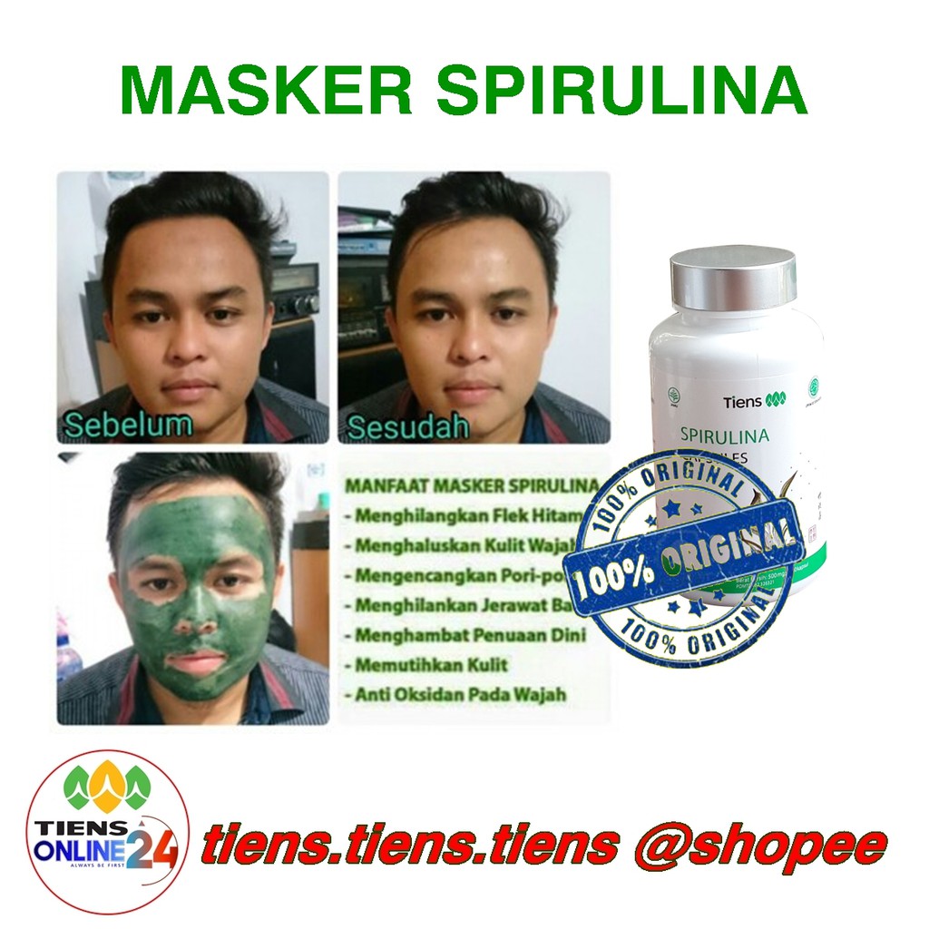 SPIRULINA TIENS MASKER WAJAH ISI 100 KAPSUL ASLI ORI