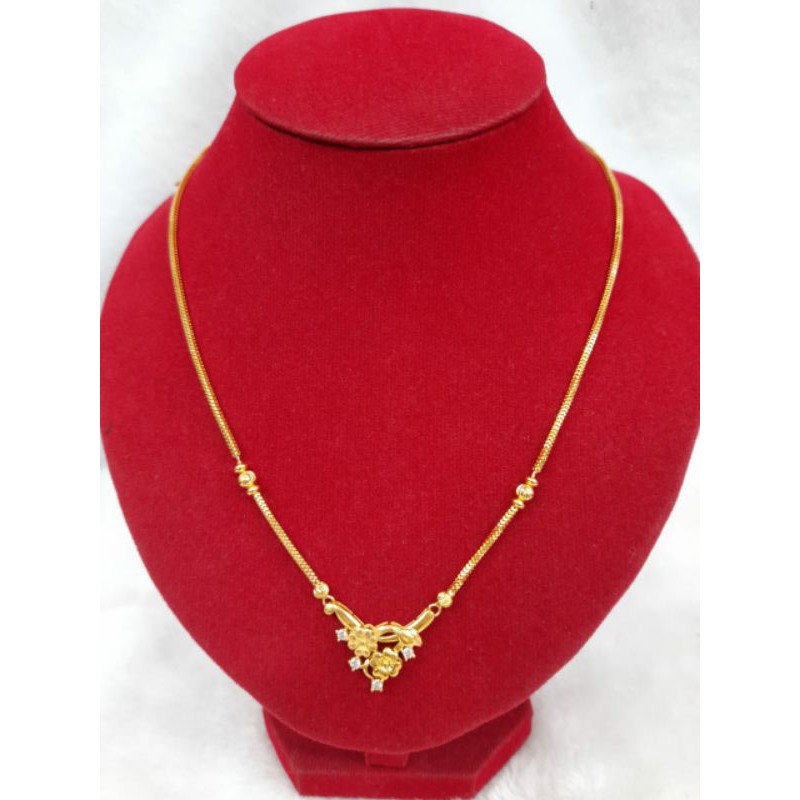 KL296JM62JM kalung emas asli model milano liontin bunga flower permata putih berat 5.900 kadar 70%